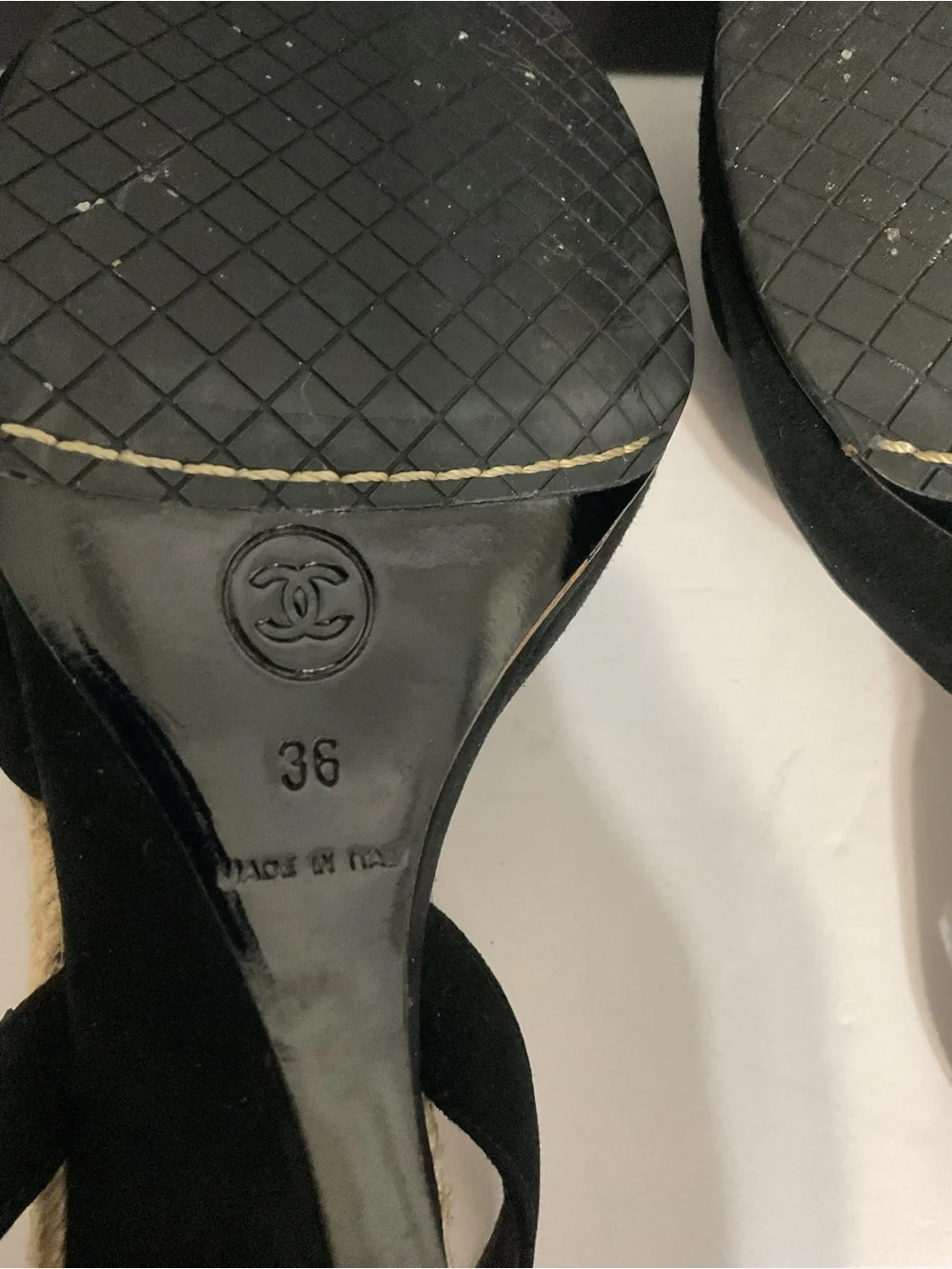 CHANEL Camellia Suede Espadrille Wedge
